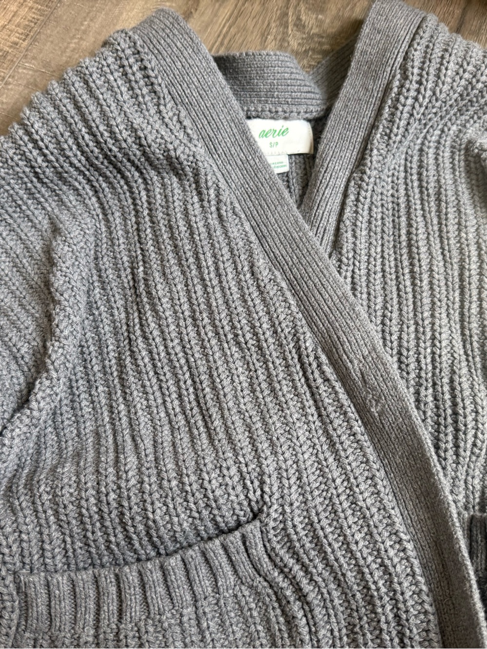 aerie Gray Chunky Knit Cardigan - Picture 2 of 3
